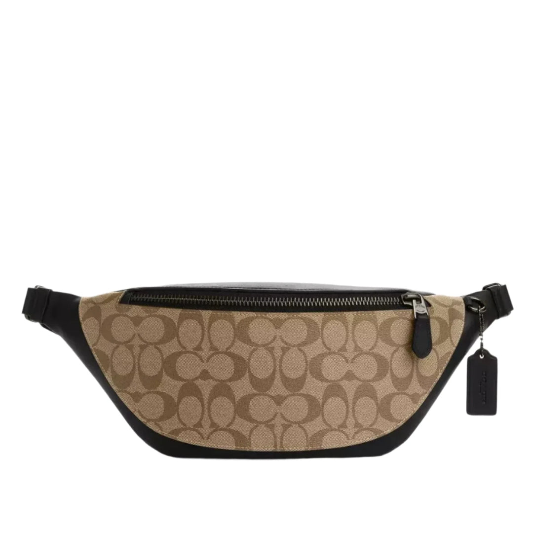 Coach Warren Belt Bag In Signature Canvas Khaki/Black | Hype Vault