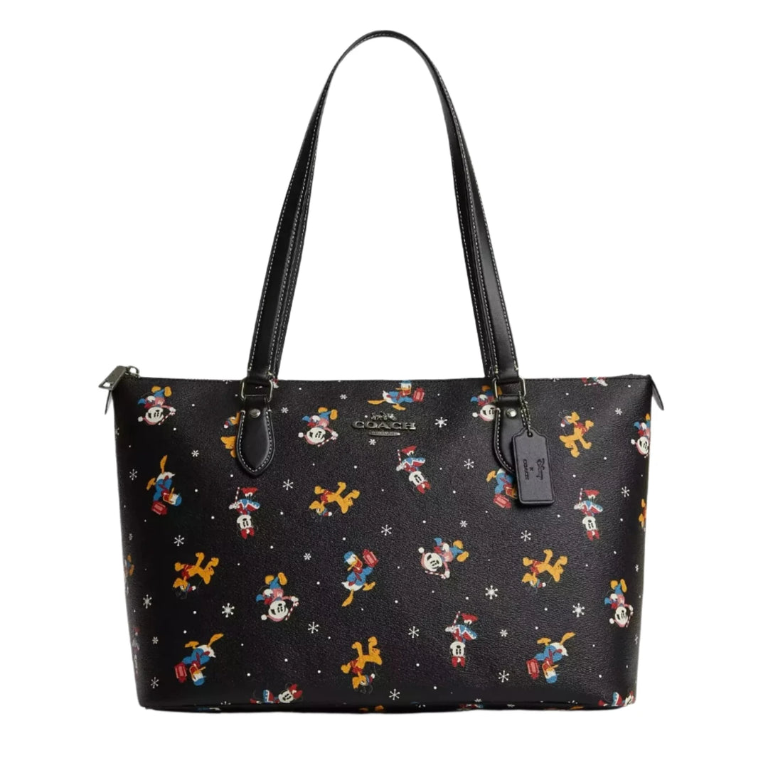 Coach x Disney Gallery Leather Tote With Holiday Print | Hype Vault