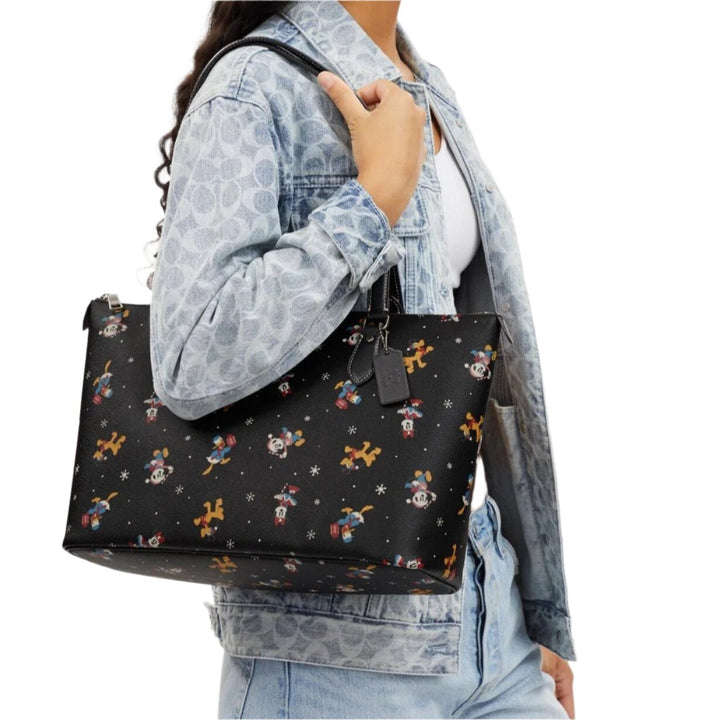 Coach x Disney Gallery Leather Tote With Holiday Print | Hype Vault