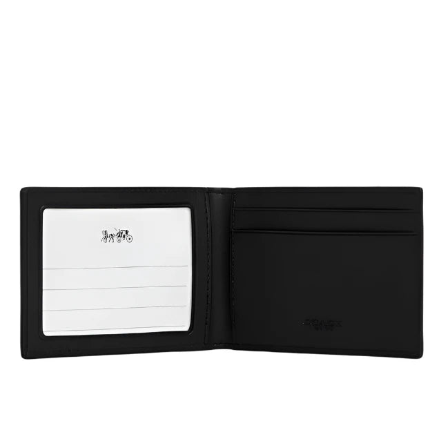 Coach Compact Billfold Wallet In Signature Canvas Charcoal/Black | Hype Vault