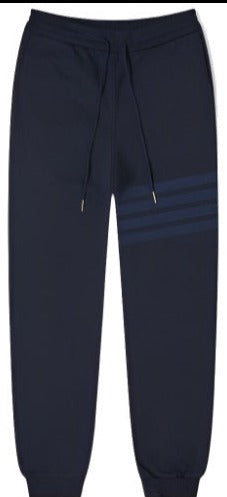 Thom Browne Navy Cotton Loopback Tonal 4-Bar Sweatpants | Hype Vault Kuala Lumpur