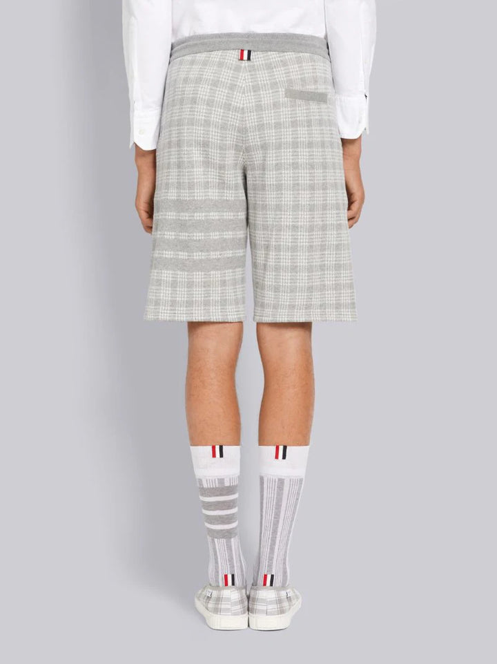 Thom Browne Light Grey Micro Check Jacquard 4-Bar Sweatshorts | Hype Vault Kuala Lumpur