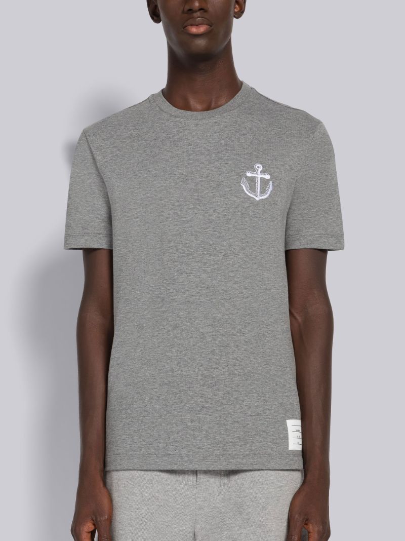 Thom Browne Short Sleeve T-Shirt W/ Anchor Icon Embroidery In Med Weight Jersey | Hype Vault Kuala Lumpur