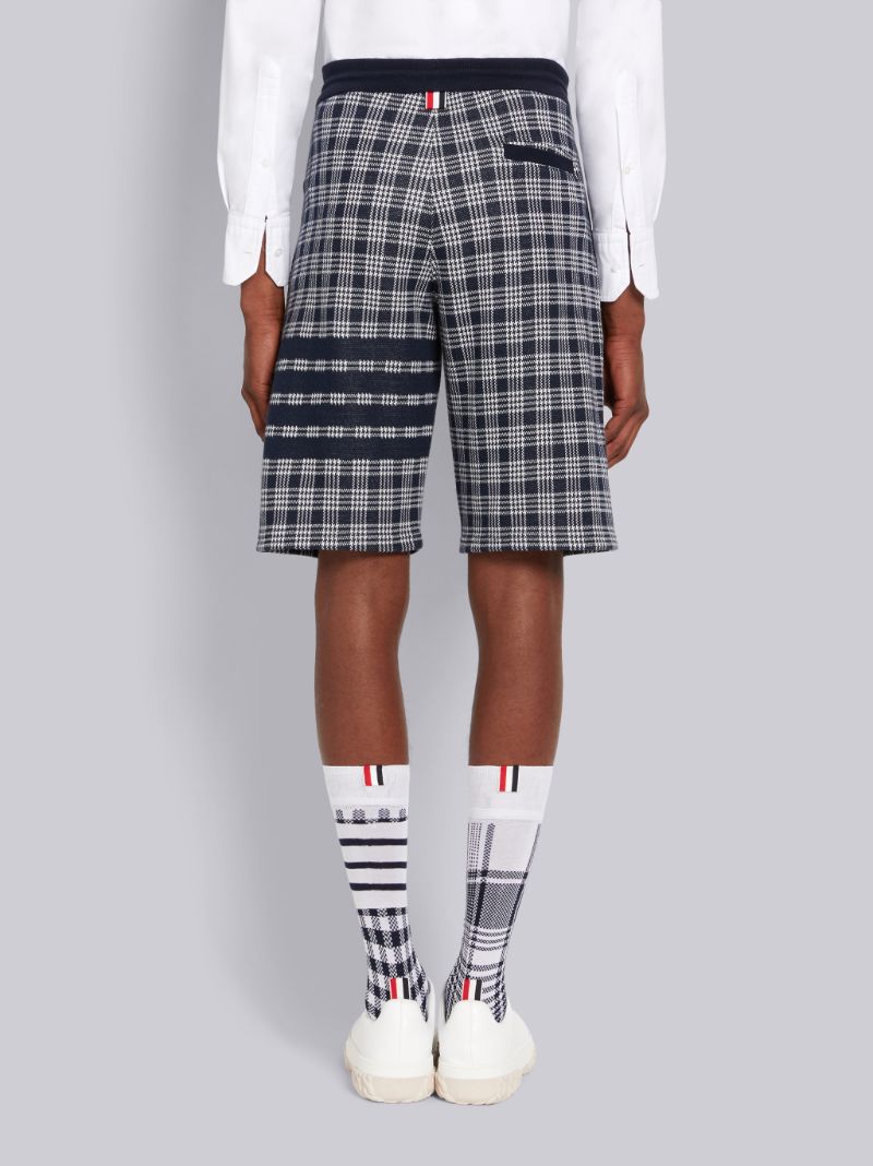 Thom Browne Navy Micro Check Jacquard 4-Bar Sweatshorts | Hype Vault Kuala Lumpur