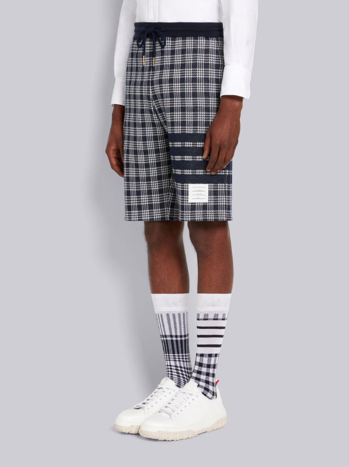 Thom Browne Navy Micro Check Jacquard 4-Bar Sweatshorts | Hype Vault Kuala Lumpur