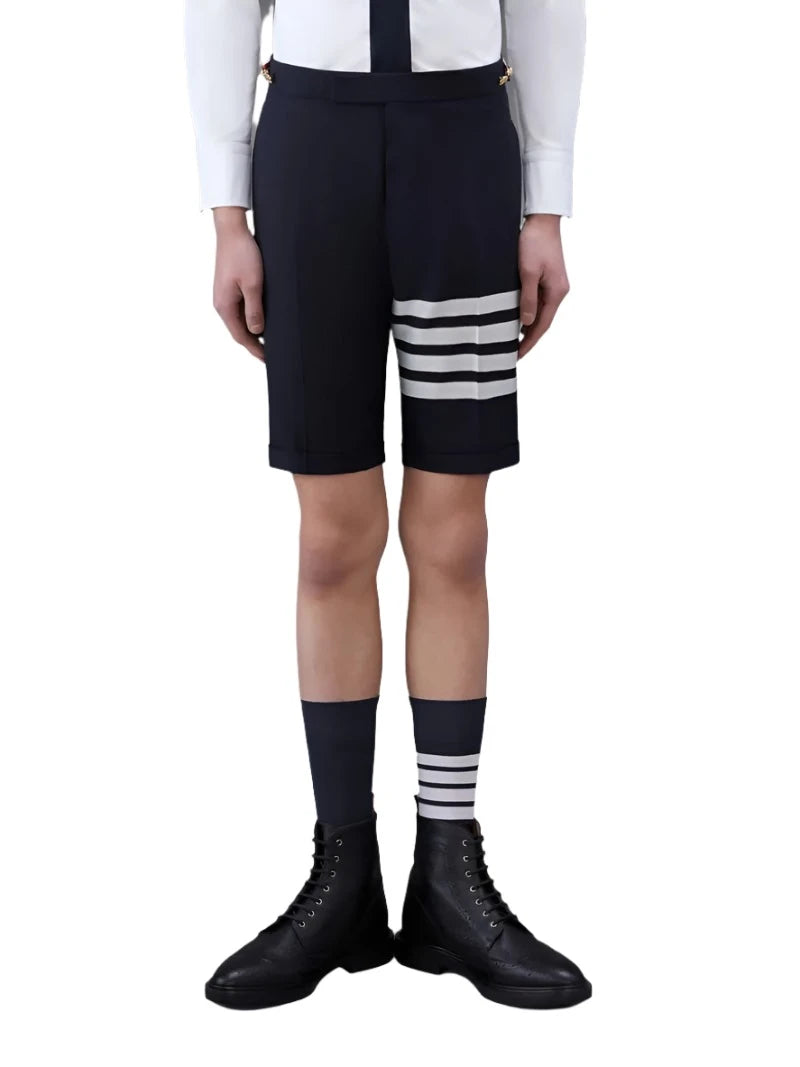 Thom Browne Navy Plain Weave Suiting 4-Bar Shorts | Hype Vault Kuala Lumpur