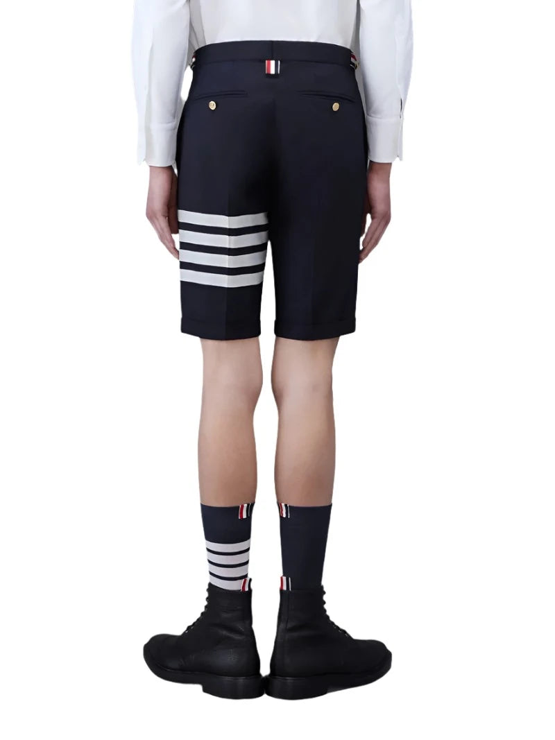 Thom Browne Navy Plain Weave Suiting 4-Bar Shorts | Hype Vault Kuala Lumpur