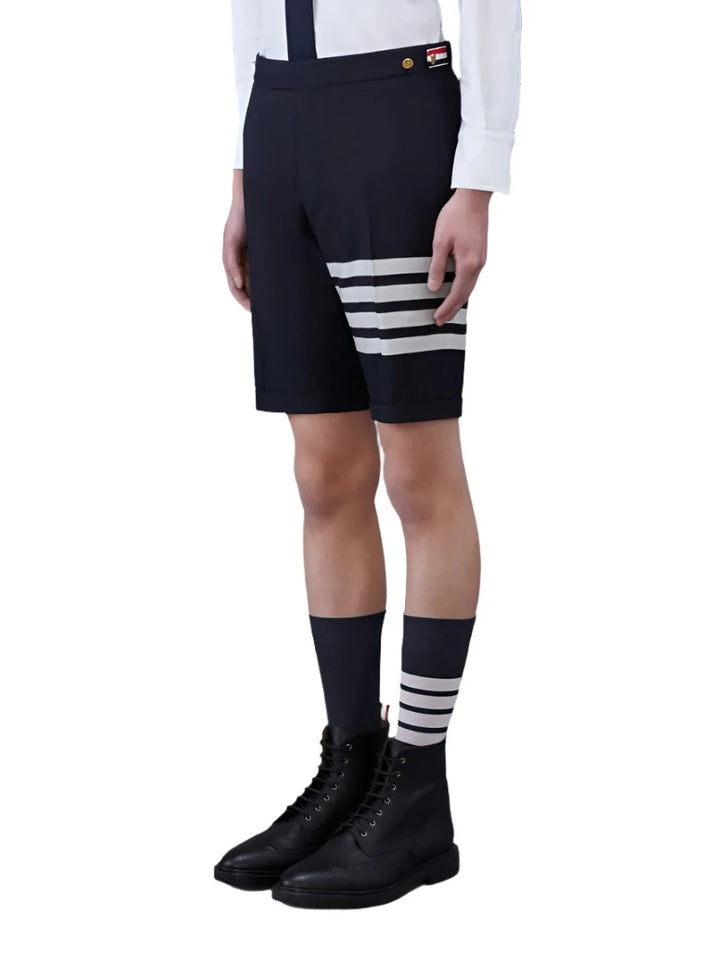 Thom Browne Navy Plain Weave Suiting 4-Bar Shorts | Hype Vault Kuala Lumpur