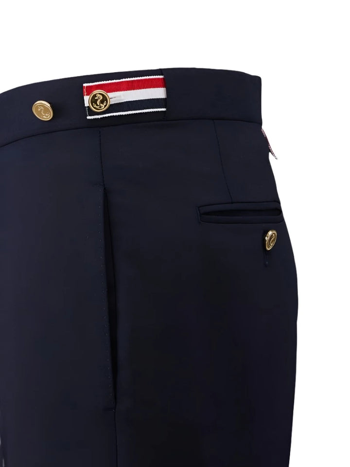 Thom Browne Navy Plain Weave Suiting 4-Bar Shorts | Hype Vault Kuala Lumpur