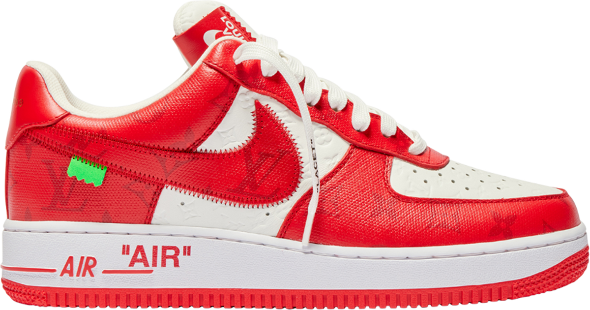 LOUIS VUITTON X AIR FORCE 1 RED SNEAKERS BY VIRGIL SIZE: US8 / UK7