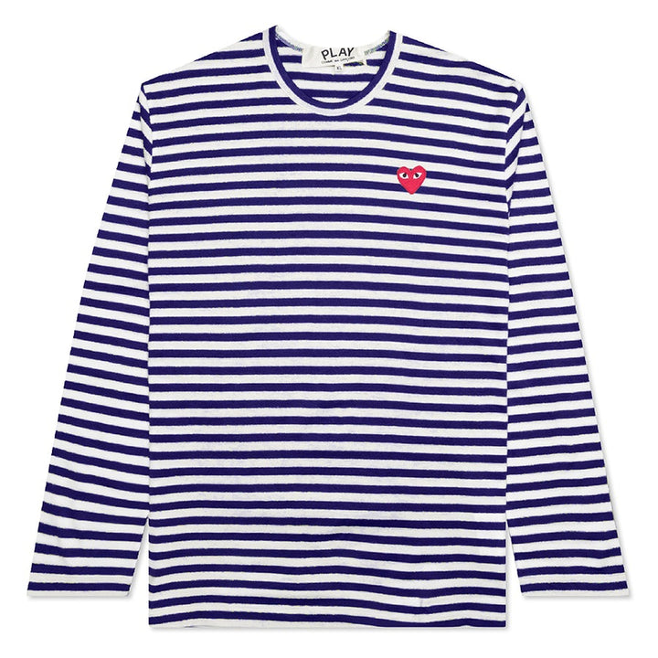 Comme Des Garcons Play Striped L/S T-Shirt Blue/White (Size M)