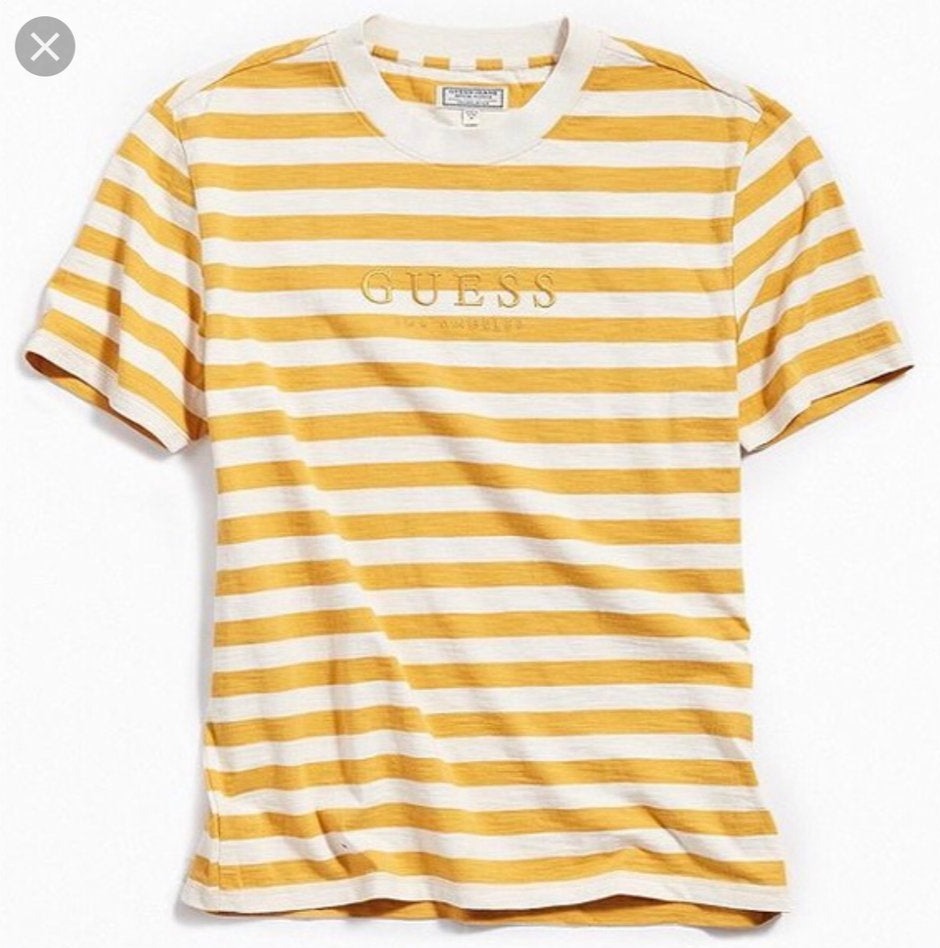 Guess Originals David Yarn Striped Tee Yellow T-Shirt (Size L)