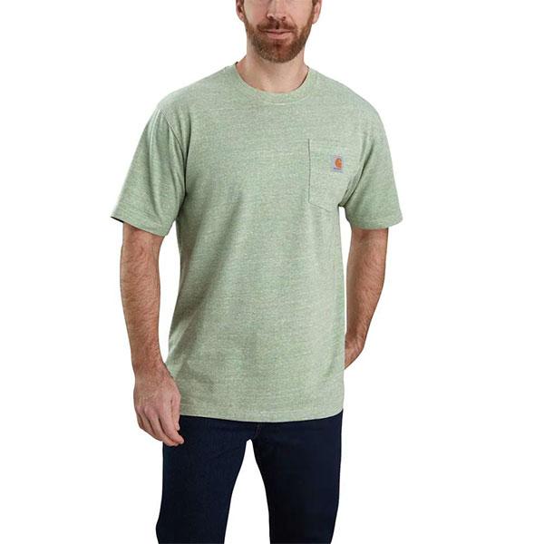 Carhartt K87 Workwear Pocket T-Shirt Leaf Green Snow Heather (Size M)