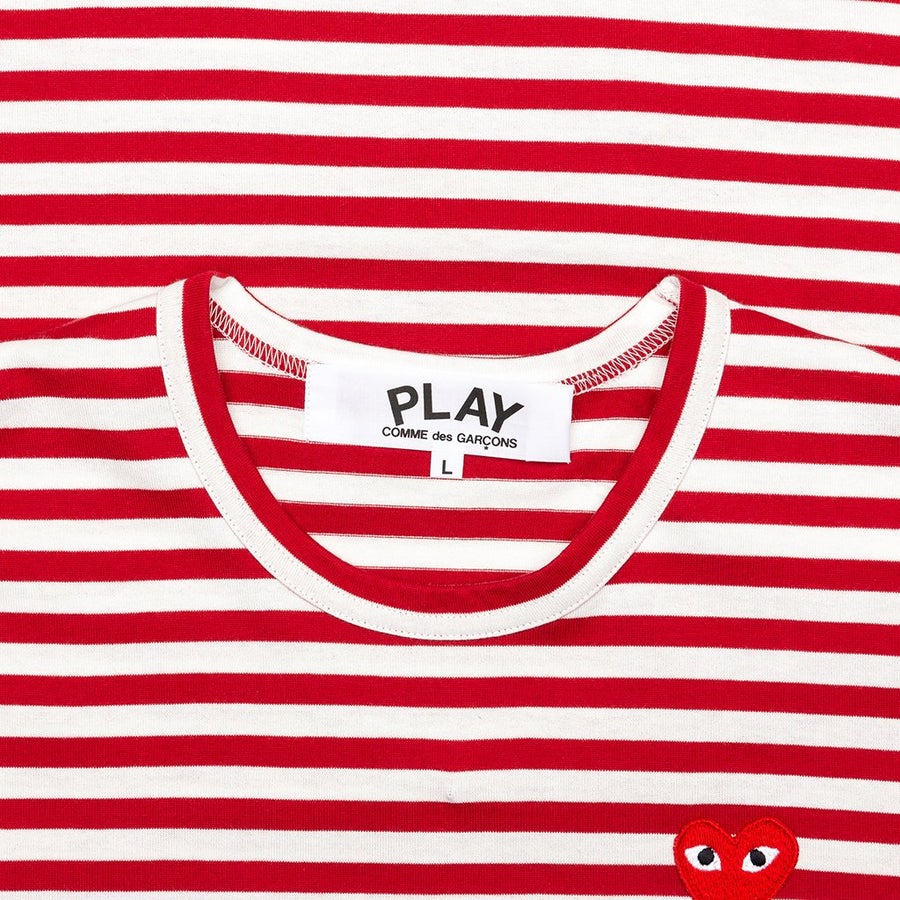 Comme Des Garcons Play Striped L/S T-Shirt Red/White (Size S)