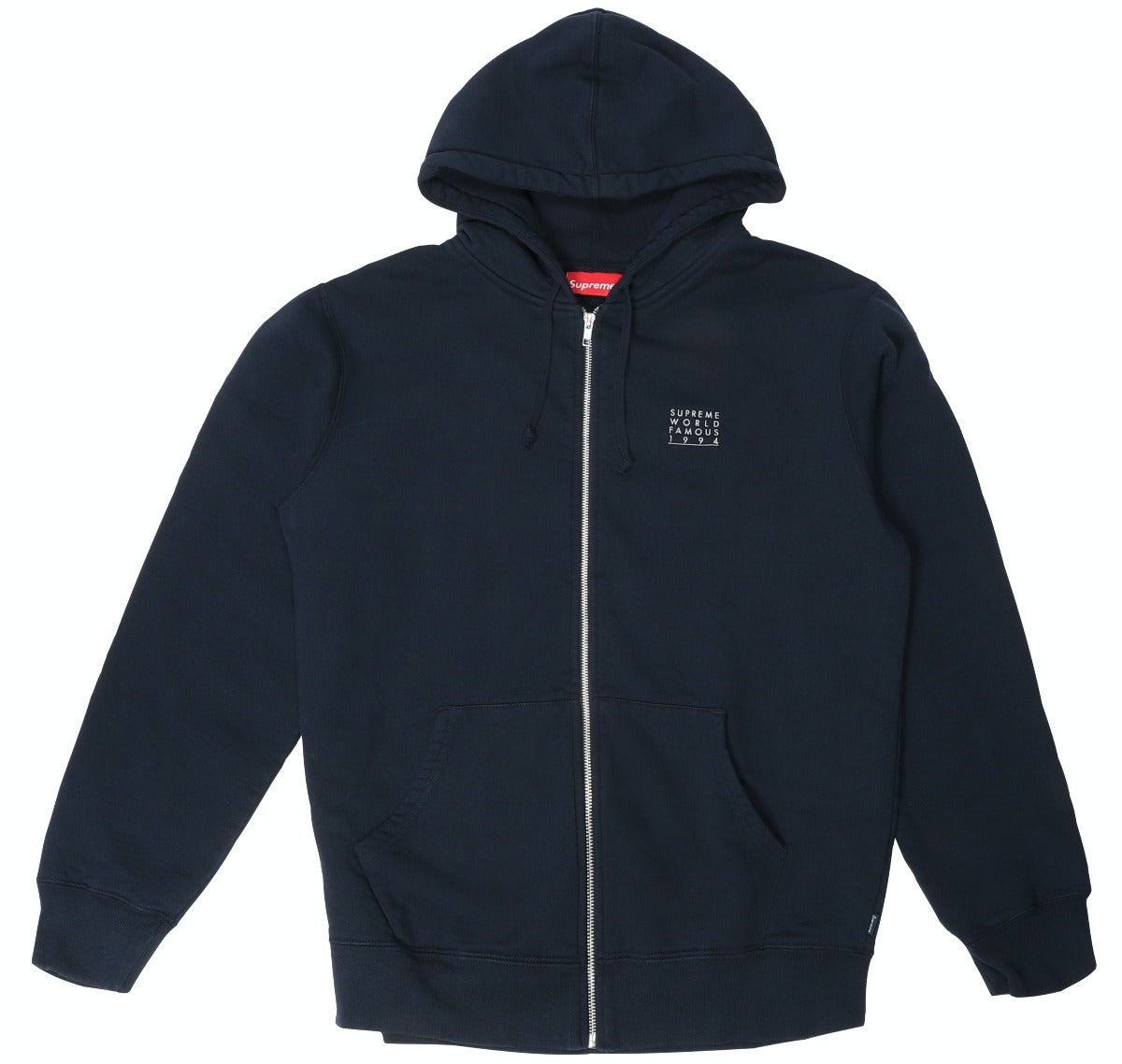 Supreme World Famous Zip Up Hooded Sweatshirt Navy Hype Vault