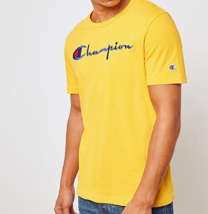 Champion Embroidered Big Script T-Shirt Yellow - Hype Vault 