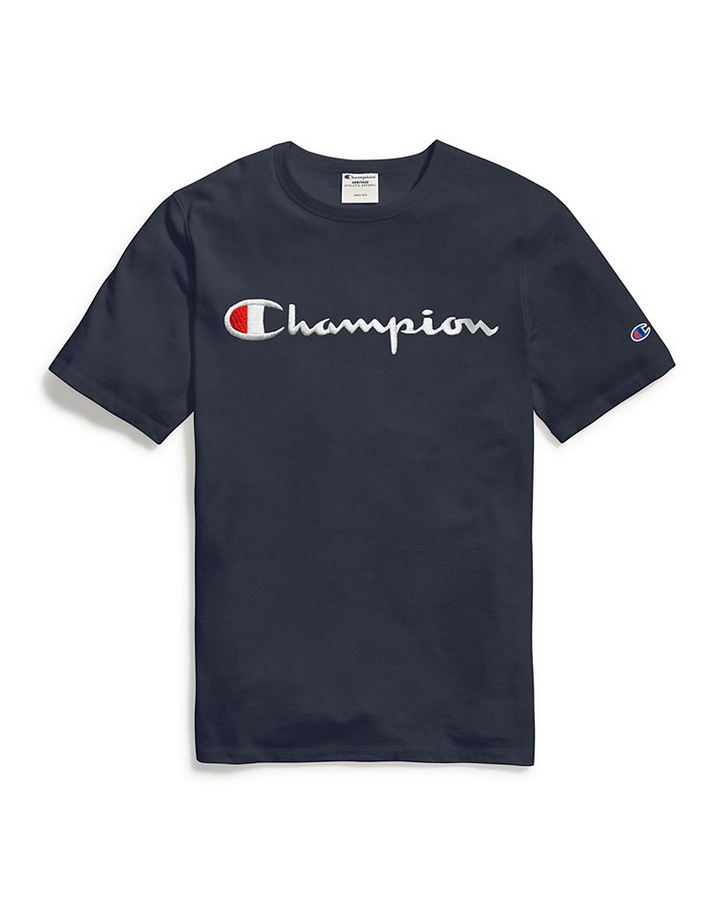 Champion Embroidered Big Script T-Shirt Navy - Hype Vault 