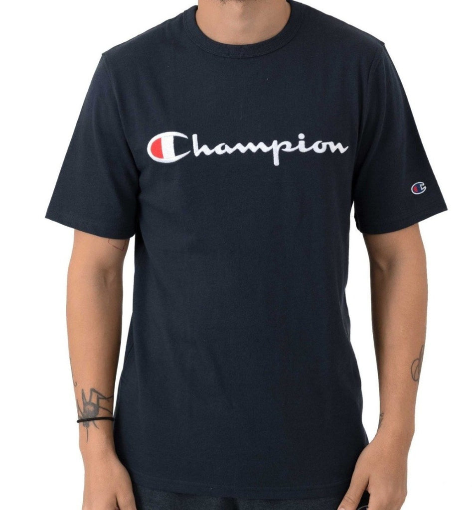 Champion Embroidered Big Script T-Shirt Navy - Hype Vault 