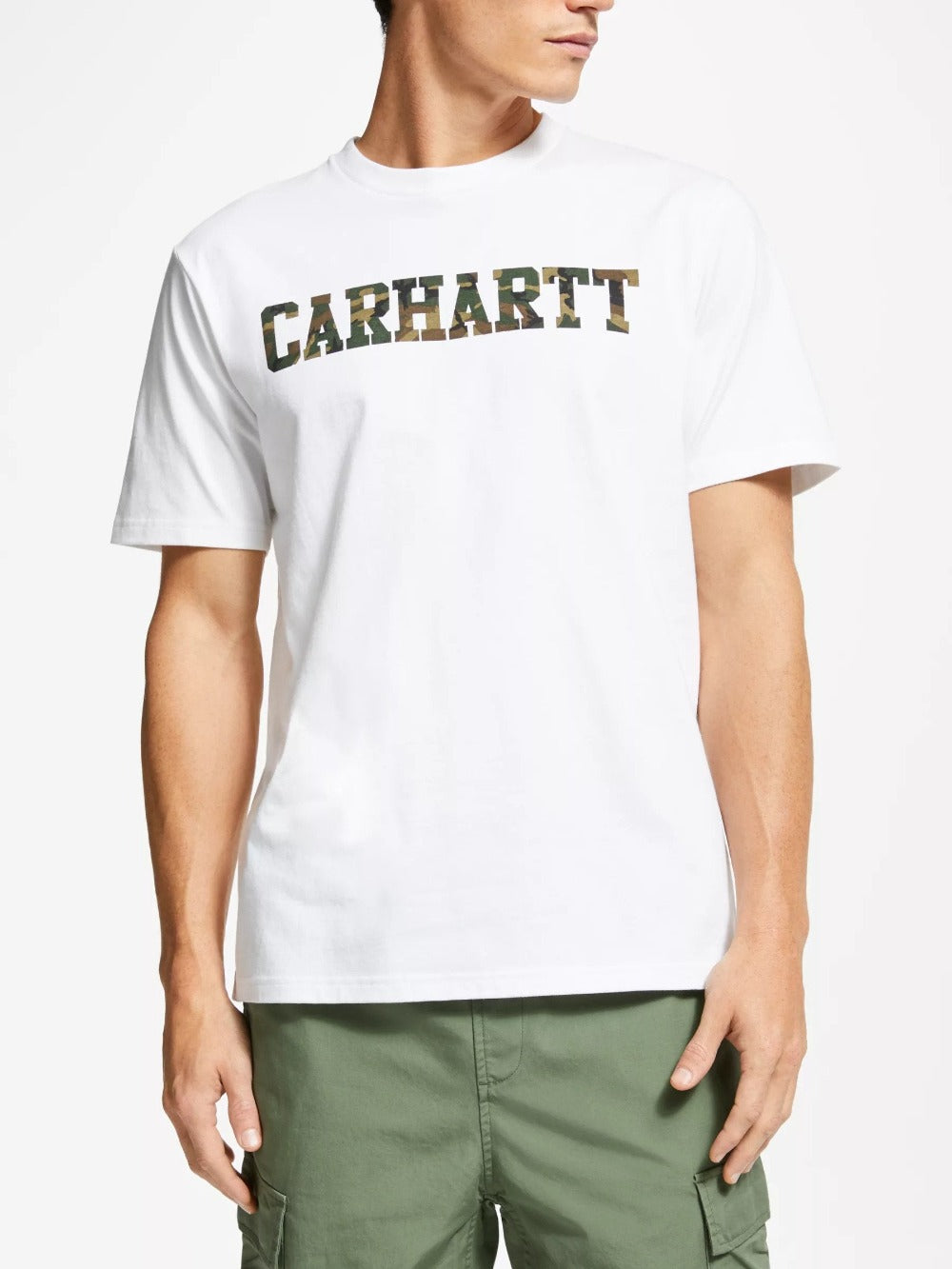 Carhartt WIP S/S College T-Shirt White/Camo | Hype Vault Kuala Lumpur | Asia's Top Trusted High-End Sneakers and Streetwear Store